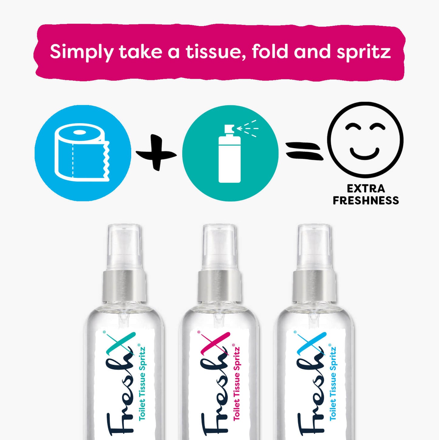 FreshX Toilet Paper Spray 3 x 50ml pack - Eco Friendly Wet Wipe Alternative