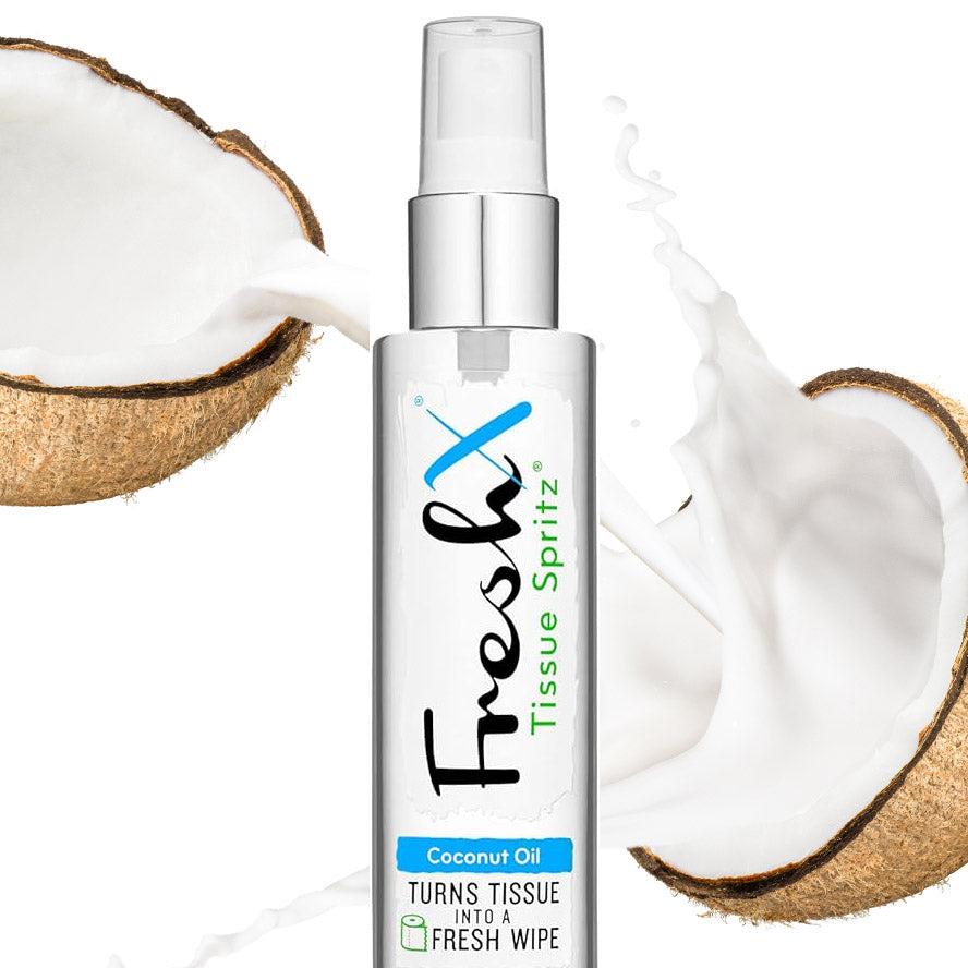 FreshX Coconut Toilet Paper Spray - Eco Friendly Wet Wipe Alternative