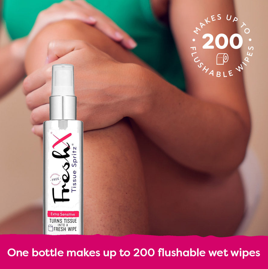 FreshX Unfragranced with Aloe Vera Toilet Paper Spray - Eco Friendly Wet Wipe Alternative