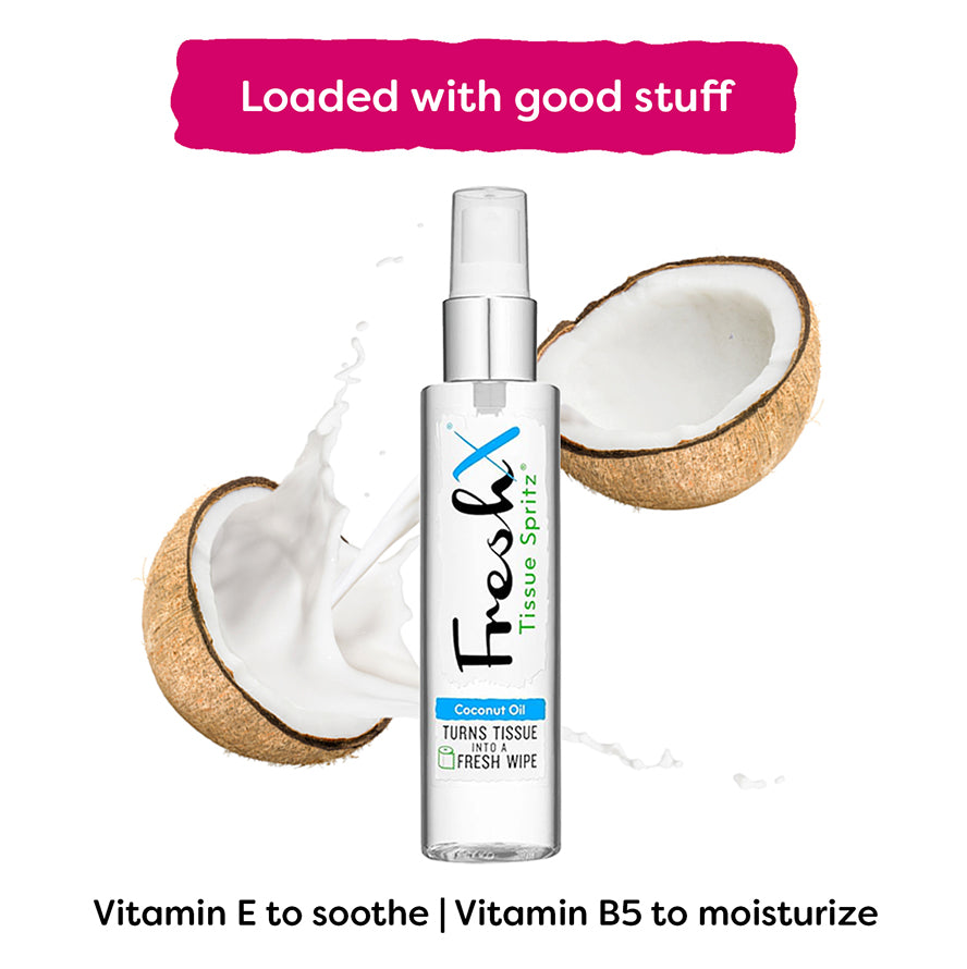 FreshX Coconut Toilet Paper Spray - Eco Friendly Wet Wipe Alternative