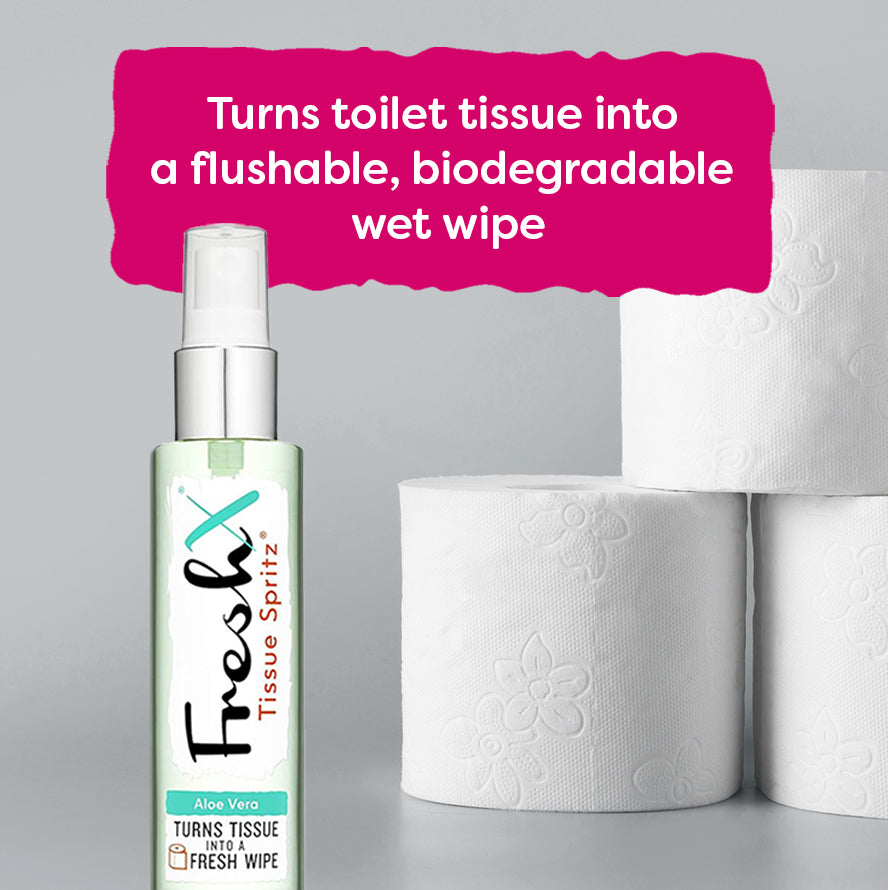 FreshX Aloe Vera Toilet Paper Spray - Eco Friendly Wet Wipe Alternative
