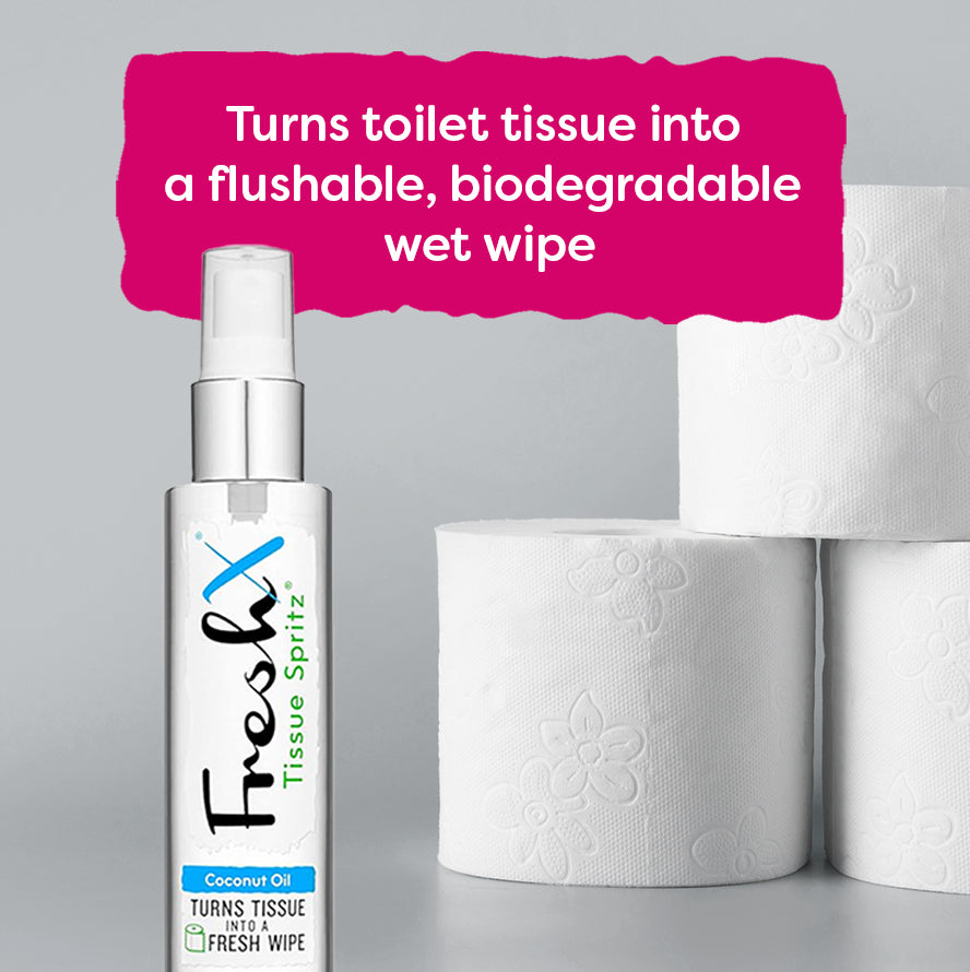 FreshX Coconut Toilet Paper Spray - Eco Friendly Wet Wipe Alternative
