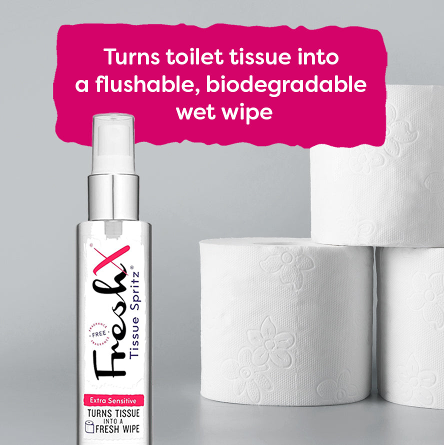 FreshX Unfragranced with Aloe Vera Toilet Paper Spray - Eco Friendly Wet Wipe Alternative