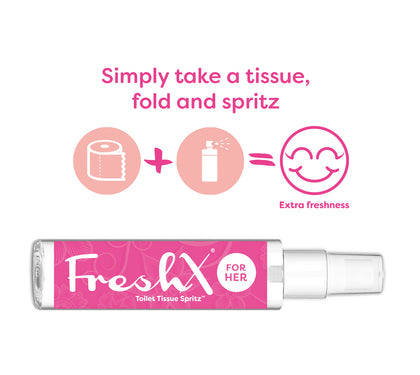 FreshX for HER toilet paper spray makes 100 flushable wet wipes