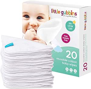 Little Gubbins Cotton Terry Reusable Baby Wipes