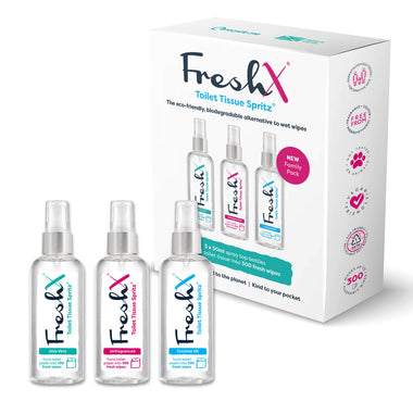 FreshX Toilet Paper Spray, makes up to 300 flushable wet wipes