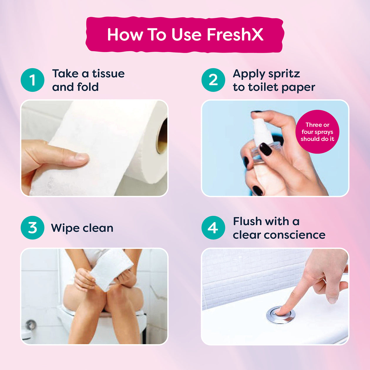 FreshX for HER Toilet pH balanced Toilet Paper Spray - Eco Friendly Wet Wipe Alternative