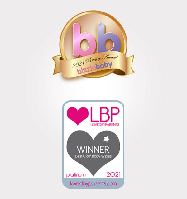 Loved By Parents winner of best cloth baby wipe and Bizzie Baby bronze award